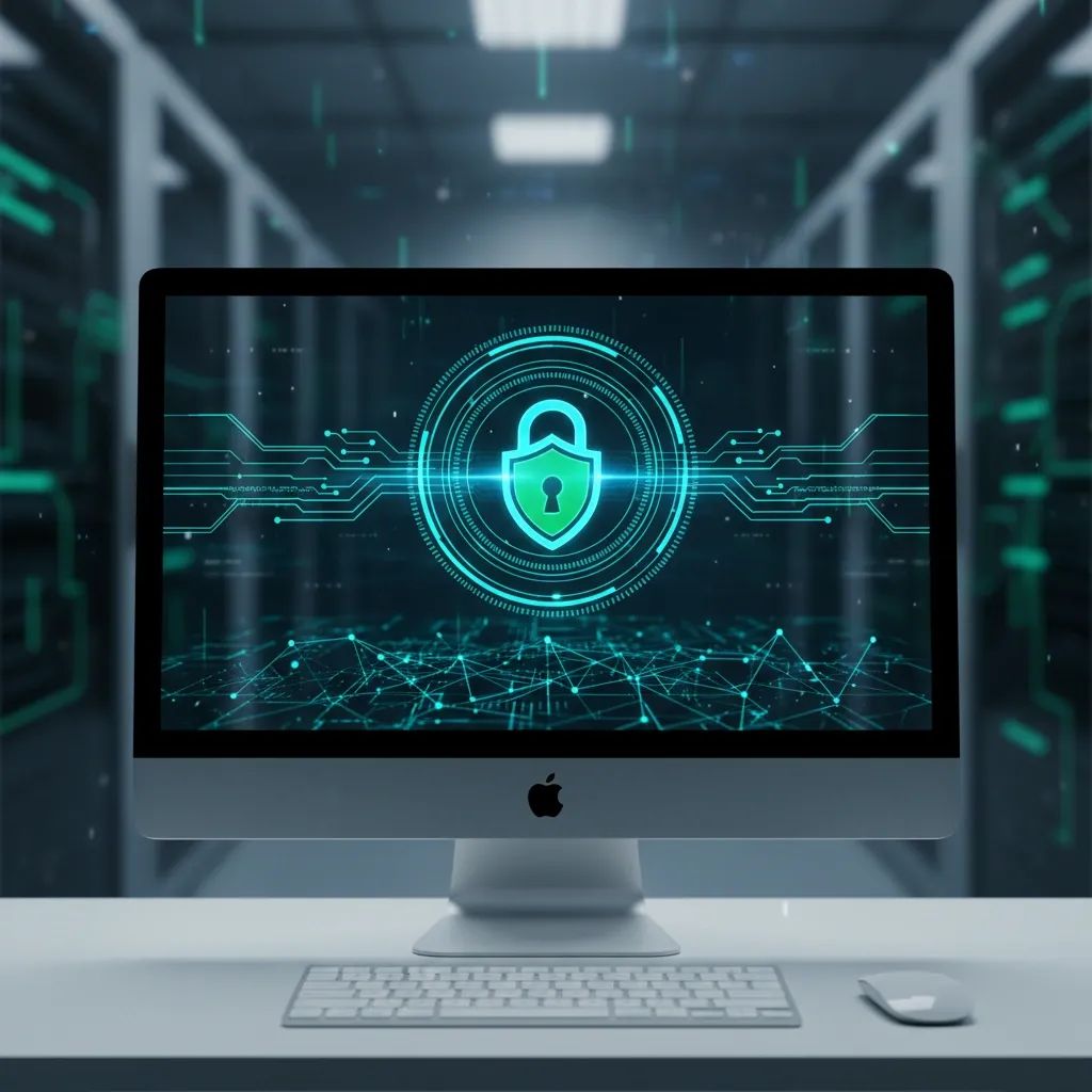 Digital security dashboard displaying shield and lock symbols representing cybersecurity protection against threats