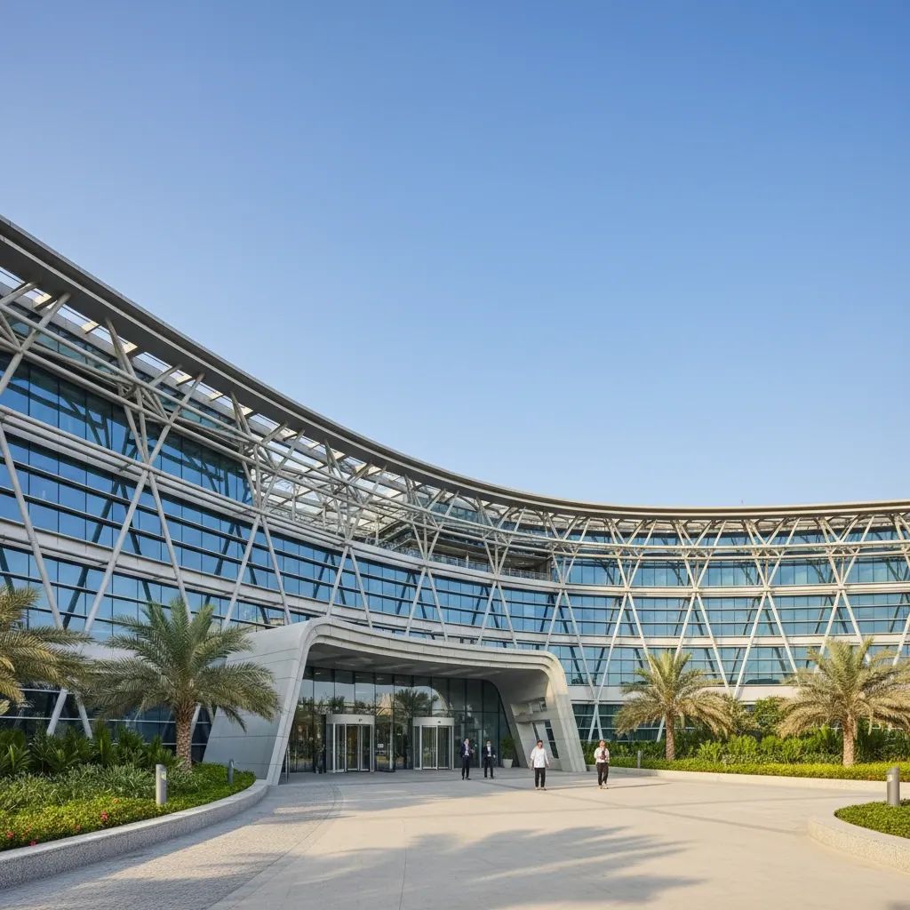 Modern healthcare facility building representing Abu Dhabi's National Rehabilitation Centre