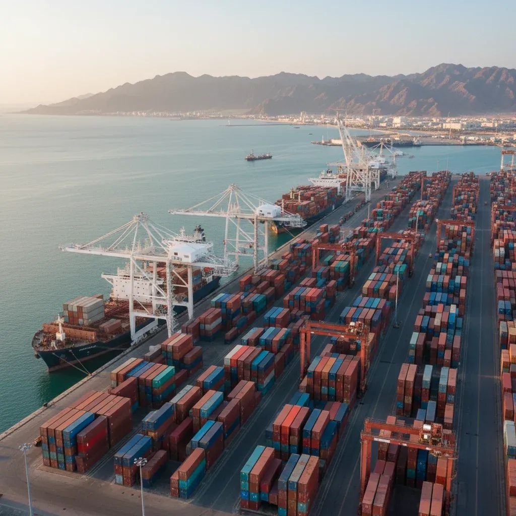 Oil tankers and cargo vessels at busy Gulf shipping port illustrating maritime trade disruption