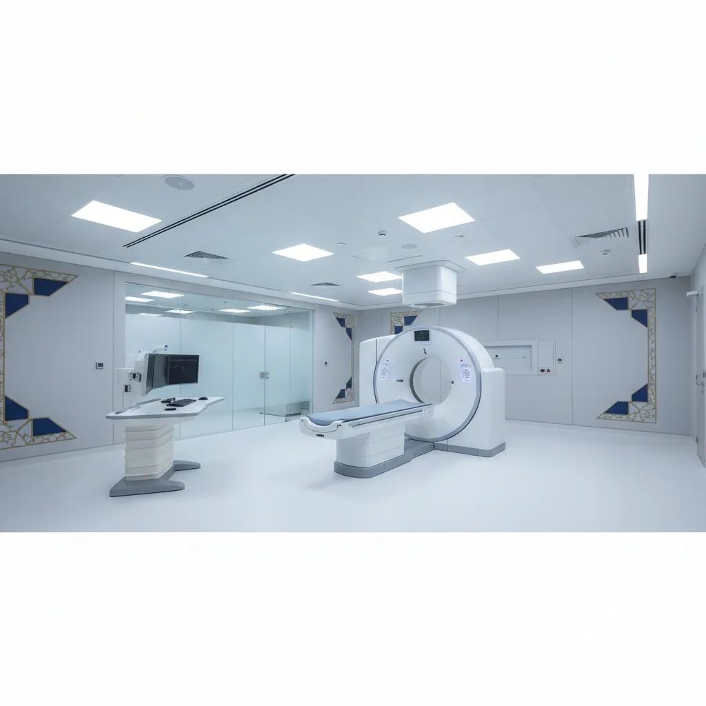 Advanced photon-counting CT scanner in a modern Dubai hospital imaging room