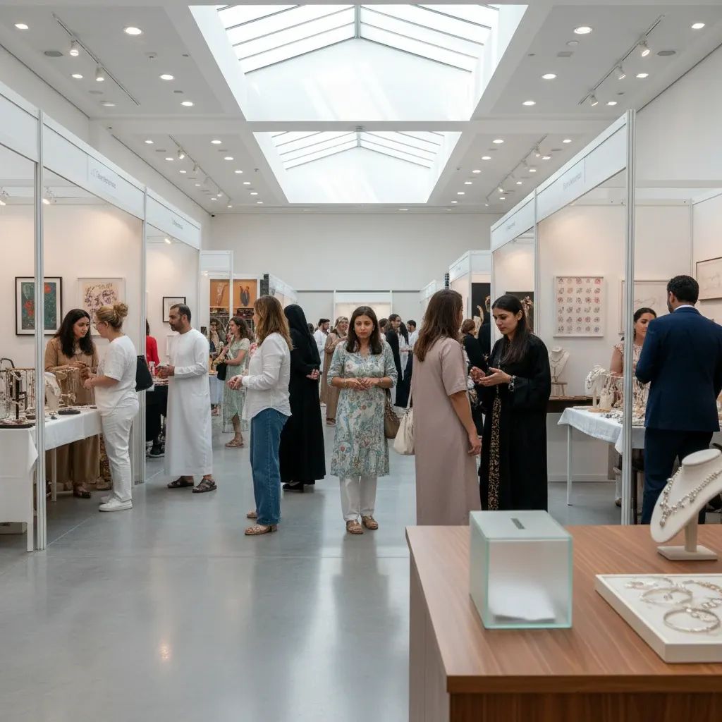 Shoppers browse artisan and designer stalls at the Ataya charity marketplace in Abu Dhabi